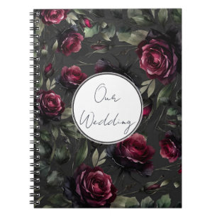 Cuaderno Bodas Florales de Gris Sombrío Rosas Rojas de Burd
