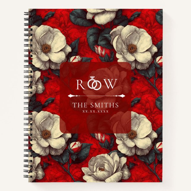 Cuaderno Bodas Rústicas de Fantasía con Gardenias Rojas de  (Anverso)