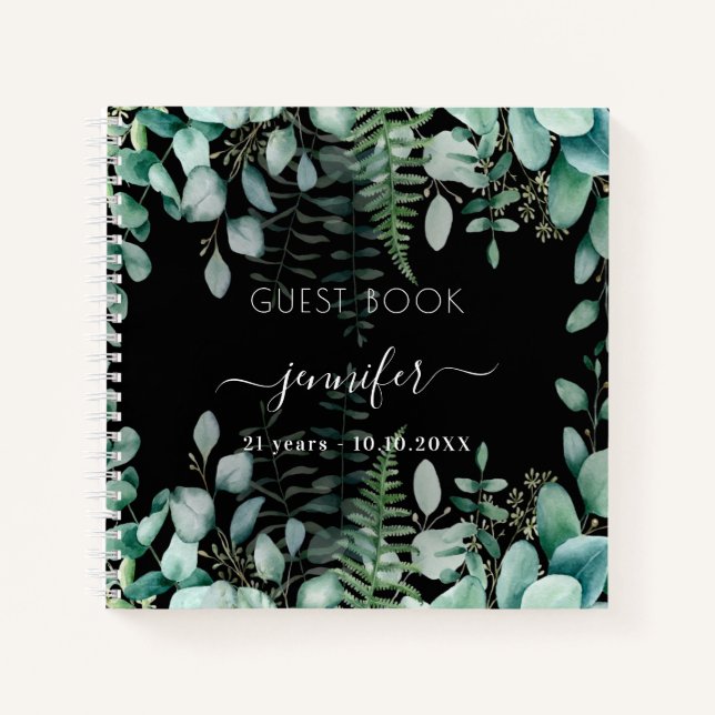 Cuaderno Bodega de eucalipto negro de cumpleaños (Anverso)