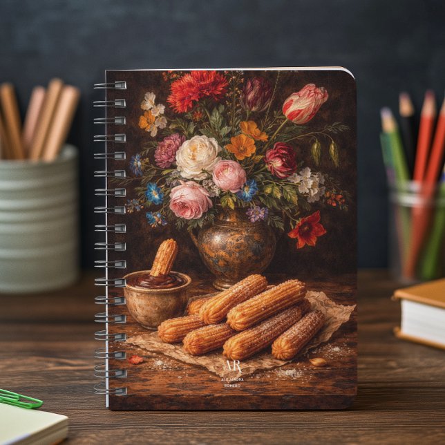 Cuaderno Bodegón de Churros Florales | Monograma (Subido por el creador)