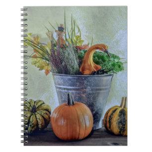 Cuaderno Bodegón de otoño con calabazas, flores