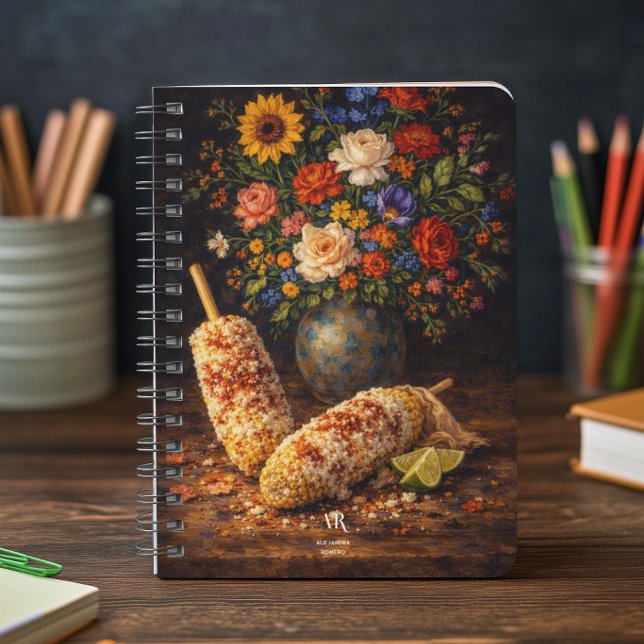 Cuaderno Bodegón floral de elote | Monograma (Subido por el creador)