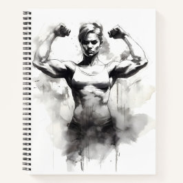Cuaderno Bodybuilding Sketch Female Flexando sus músculos
