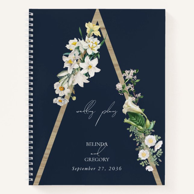 Cuaderno Bohemian Wood Pyramid Florals Blue Wedner Planner (Anverso)