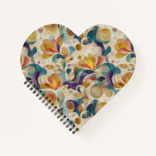 Cuaderno Boho Abstracto Floral de Acuarela Remolino Dorado