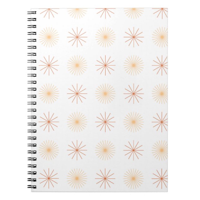 Cuaderno Boho abstracto sol starburst melocotón naranja bla (Frente)