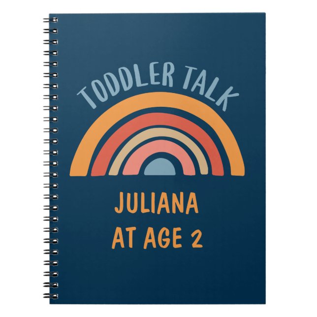 Cuaderno Boho Arcoíris Divertido Bebé Habla Personalizado (Frente)