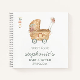 Cuaderno Boho Baby Carriage Baby Shower Guest Book