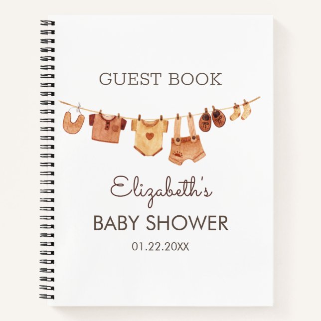 Cuaderno Boho Baby Clothes Baby Shower Guest Book (Anverso)