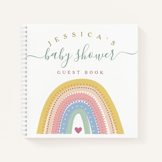 Cuaderno Boho Baby Rainbow Baby Shower Guest Book (Anverso)