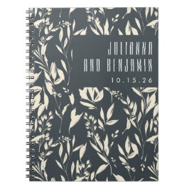 Cuaderno Boho Black Hand Drake Floral Boda Personalizado