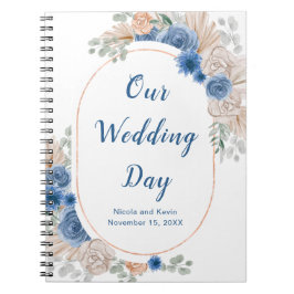 Cuaderno Boho Blue Pampas Planner de Boda Grass Wedding