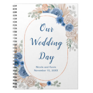 Cuaderno Boho Blue Pampas Planner de Boda Grass Wedding