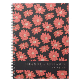 Cuaderno Boho Boho Botanical Black Red Custom Wedding