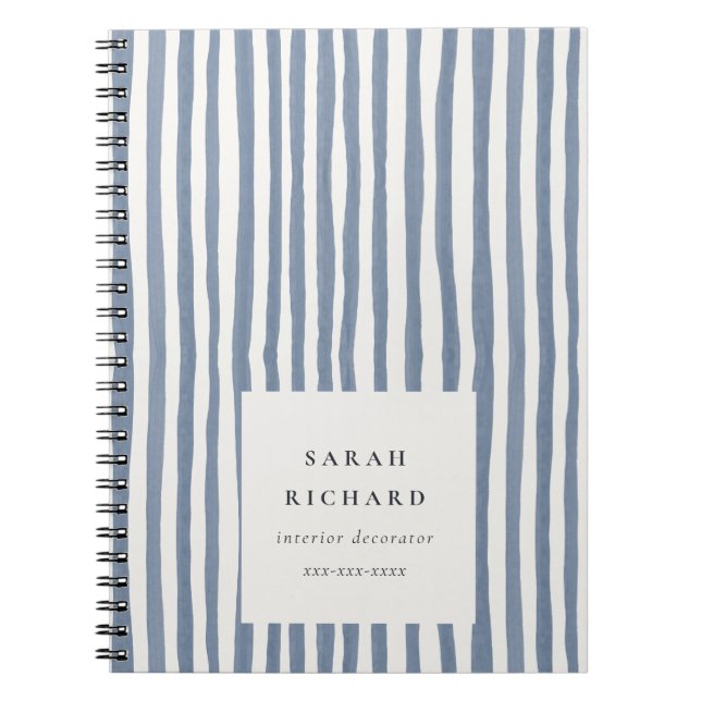 Cuaderno Boho Chic Dusky Blue Watercolor Hand Drawn Strips (Frente)