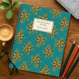 Cuaderno Boho Chic Vintage Floral Dorado Verde Estudiante P