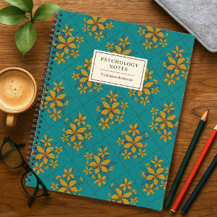 Cuaderno Boho Chic Vintage Floral Dorado Verde Estudiante P