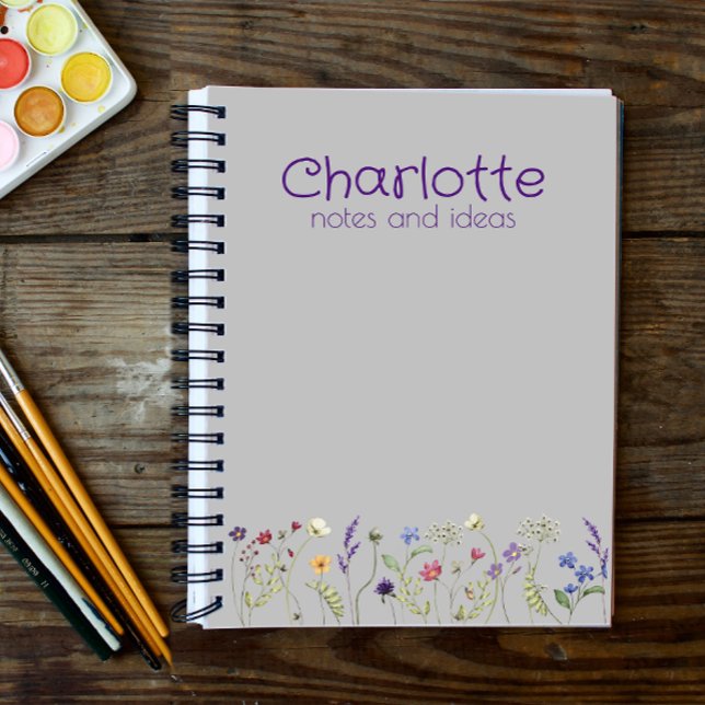 Cuaderno Boho Country Floral daisy acuarela gris Notepad (Subido por el creador)