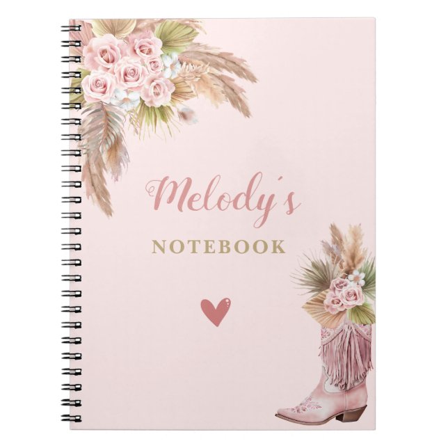 Cuaderno Boho Cowgirl Boot Country Pampas Grass (Frente)