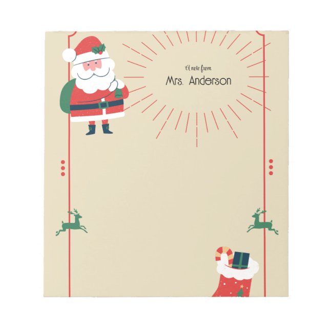 Cuaderno boho de Navidad con Santa y renos (Frente)