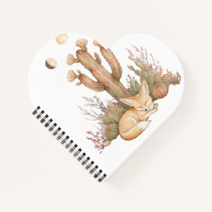 Cuaderno Boho Desierto Fennec Zorro Durmiendo Bajo Cactus S