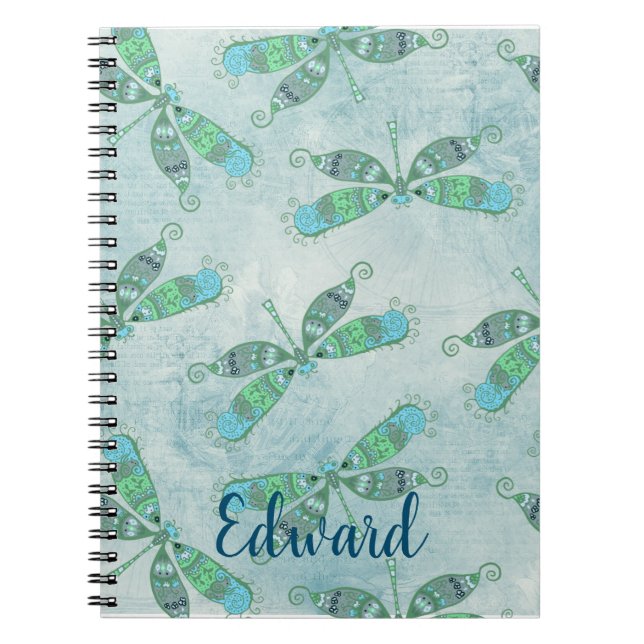 Cuaderno Boho Dragonflies en azul (Frente)