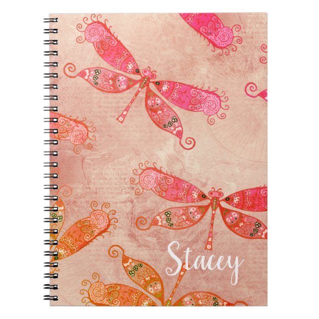 Cuaderno Boho Dragonflies en rosa (Frente)