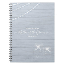 Cuaderno BOHO Dusty Blue Driftwood Mason Jars Boda
