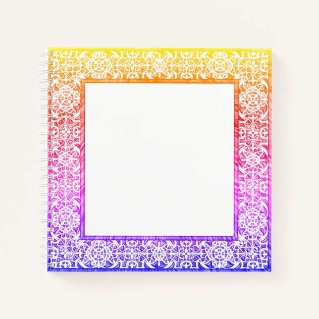 Cuaderno Boho editable colorido con arcoiris (Anverso)