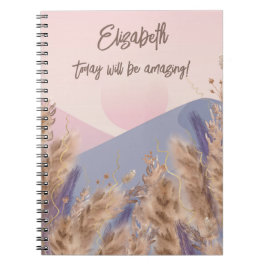 Cuaderno Boho Elegant Pastel Pampas Grass Rubor Pink Nature