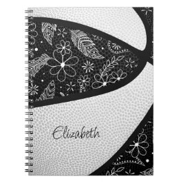 Cuaderno Boho feathers paisages baloncesto blanco negro