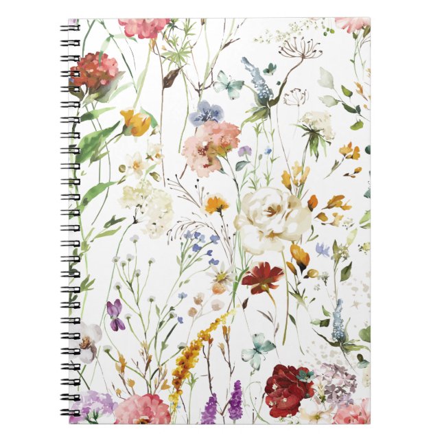 Cuaderno Boho Flor Silvestre Aquarela Primavera Flor (Frente)