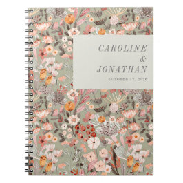 Cuaderno Boho floral de tazas verdes rusticas de sabio casa