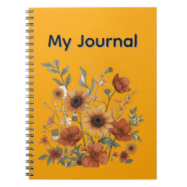 Cuaderno Boho Floral Espiral, tonos cálidos de tie