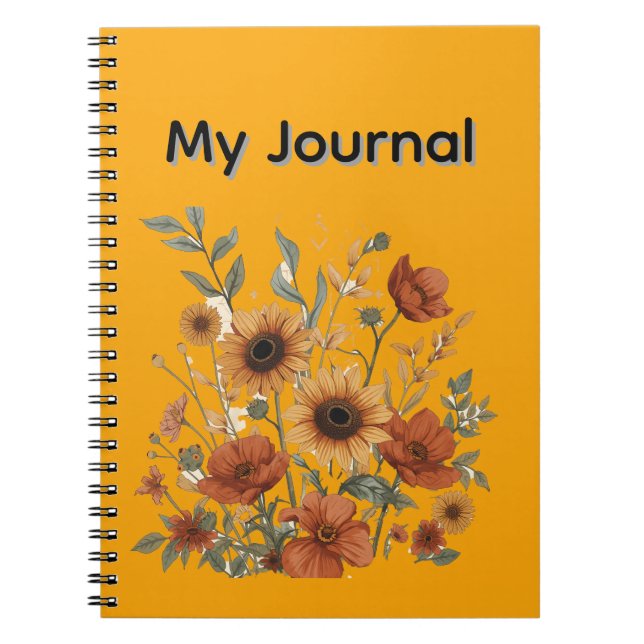 Cuaderno Boho Floral Espiral, tonos cálidos de tie (Frente)
