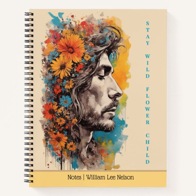 Cuaderno Boho Floral Male Profile Journal / Notebook (Anverso)
