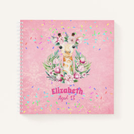 Cuaderno Boho Giraffe Flores Nombradas Chicas, regalos para