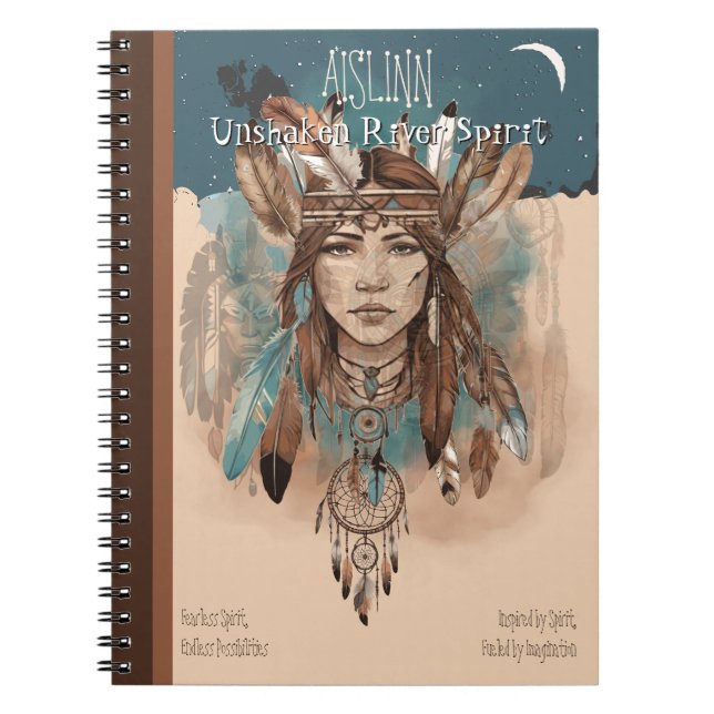 Cuaderno Boho Moda Espíritu nativo - Feathers, Dreamcatcher (Frente)