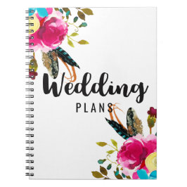 Cuaderno Boho Moda Floral Watercolor Wedner Planner
