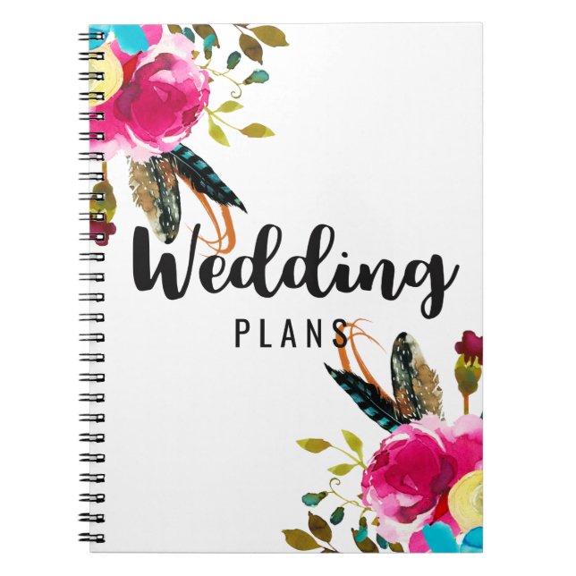 Cuaderno Boho Moda Floral Watercolor Wedner Planner (Frente)