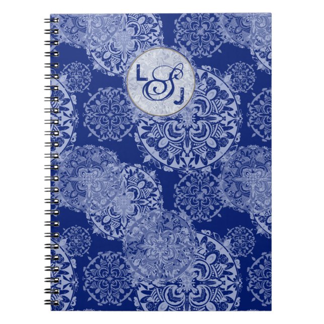 Cuaderno Boho Moody Blues Mandalas Monogramado (Frente)