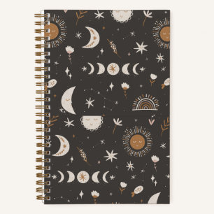 Cuaderno Boho Moon Journal   Negro y oro