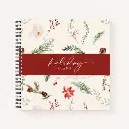 Cuaderno Boho Navidades Planner Poinsettia Greenery
