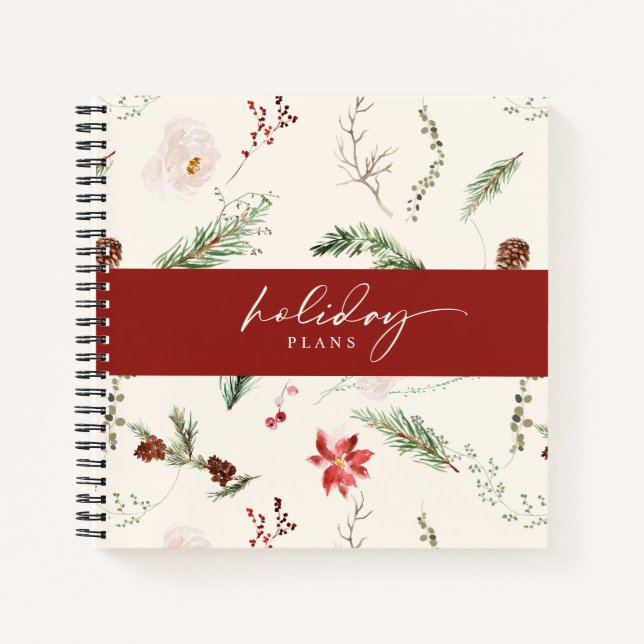 Cuaderno Boho Navidades Planner Poinsettia Greenery (Anverso)