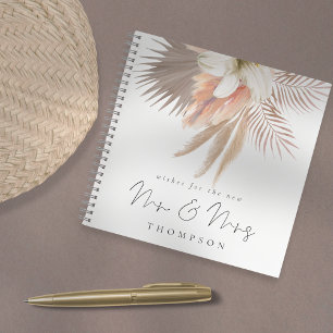 Cuaderno Boho Pampas Florals Script Mr Mrs Guest Book