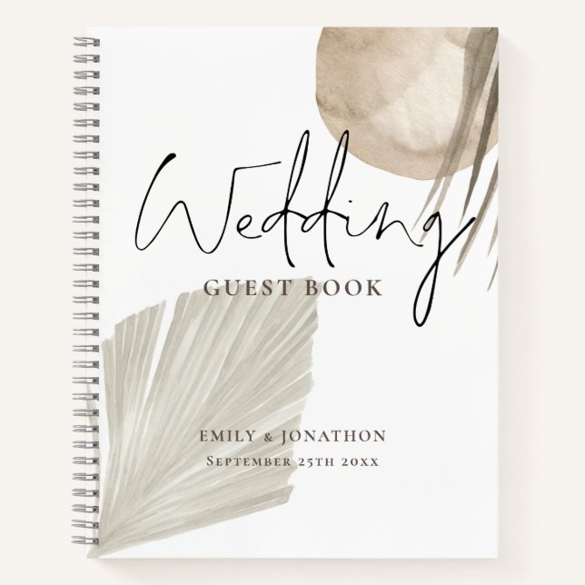 Cuaderno Boho Pampas Grasses Nombres Date Boda Guest Book (Anverso)