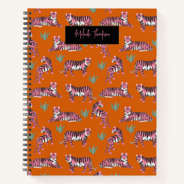 Cuaderno Boho Pink Orange Tiger Animal Pattern  