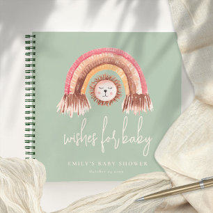 Cuaderno Boho Rainbow Lion Sage Baby Shower Guest Book