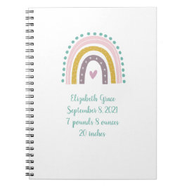Cuaderno Boho Rainbow Pink Verde azulada Gold Hearts Baby G