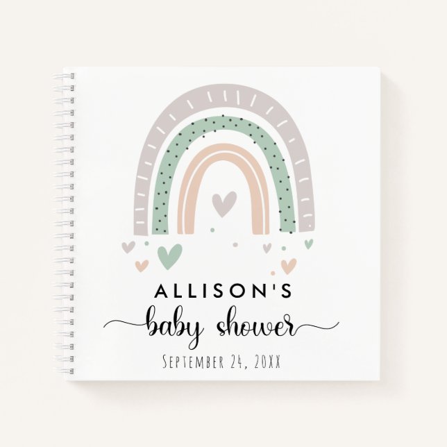 Cuaderno Boho Rainbow Sage Baby Shower Guest Book (Anverso)